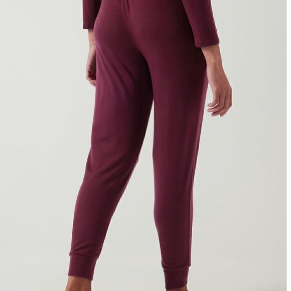 Athleta Nighttime Bliss Sleep Jogger, Deep Burgundy, Size XS. - Picture 2 of 9